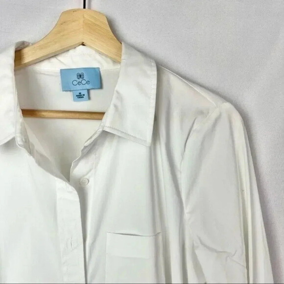 Cece White Romantic Voyage Long Sleeve Button Down M - Picture 3 of 4